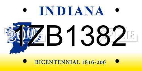 1ZB1382 Indiana License Plate