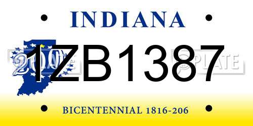 1ZB1387 Indiana License Plate