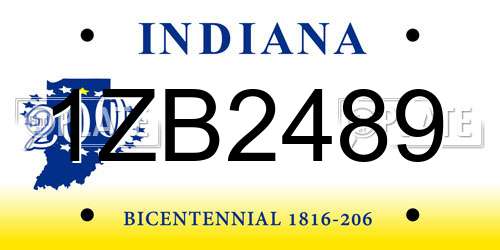 1ZB2489 Indiana License Plate