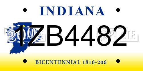 1ZB4482 Indiana License Plate