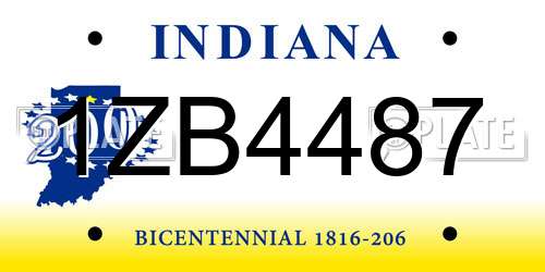 1ZB4487 Indiana License Plate