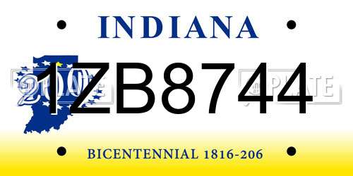 1ZB8744 Indiana License Plate