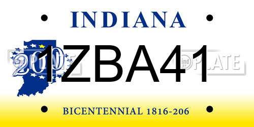 1ZBA41 Indiana License Plate