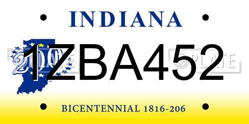 1ZBA452 Indiana License Plate
