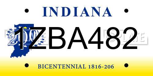 1ZBA482 Indiana License Plate