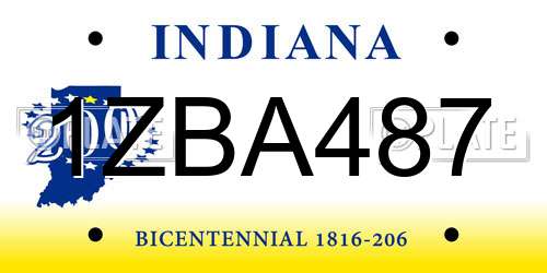 1ZBA487 Indiana License Plate