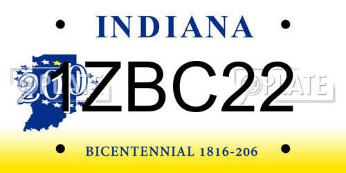 1ZBC22 Indiana License Plate