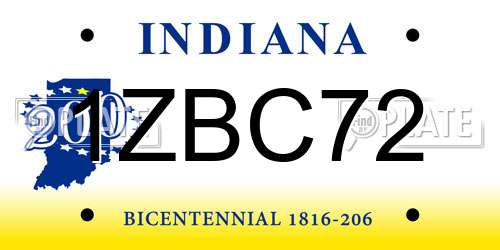 1ZBC72 Indiana License Plate