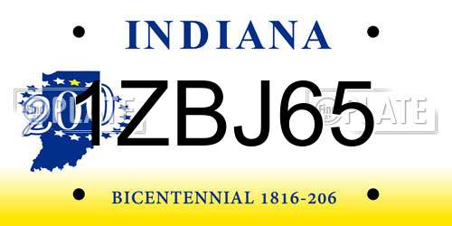 1ZBJ65 Indiana License Plate