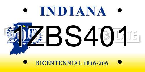 1ZBS401 Indiana License Plate