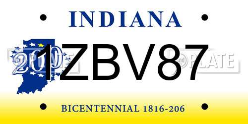 1ZBV87 Indiana License Plate