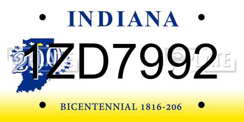 1ZD7992 Indiana License Plate