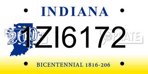 1ZI6172 Indiana License Plate