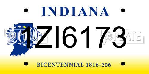 1ZI6173 Indiana License Plate
