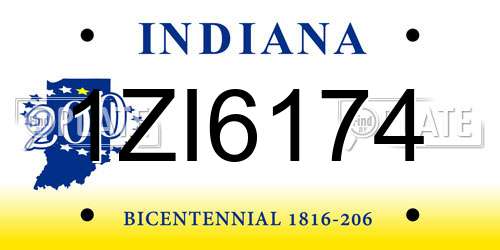 1ZI6174 Indiana License Plate