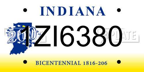 1ZI6380 Indiana License Plate