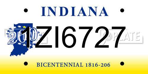 1ZI6727 Indiana License Plate