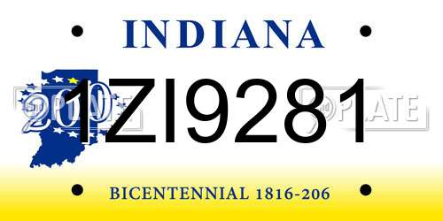 1ZI9281 Indiana License Plate