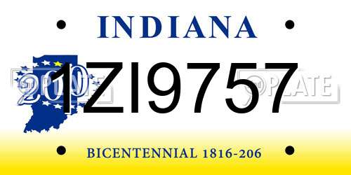 1ZI9757 Indiana License Plate