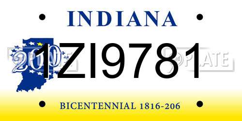 1ZI9781 Indiana License Plate