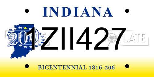 1ZII427 Indiana License Plate