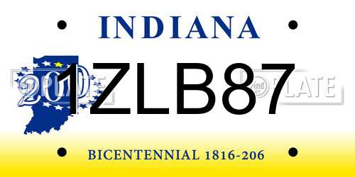 1ZLB87 Indiana License Plate