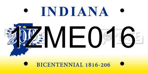 1ZME016 Indiana License Plate
