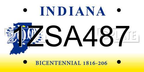 1ZSA487 Indiana License Plate