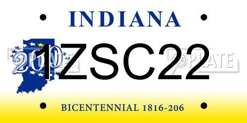 1ZSC22 Indiana License Plate