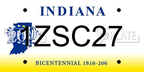1ZSC27 Indiana License Plate