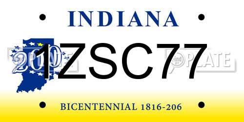 1ZSC77 Indiana License Plate