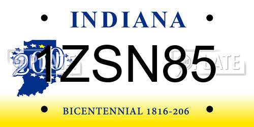 1ZSN85 Indiana License Plate
