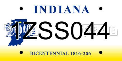 1ZSS044 Indiana License Plate