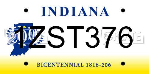 1ZST376 Indiana License Plate