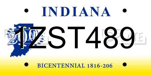 1ZST489 Indiana License Plate