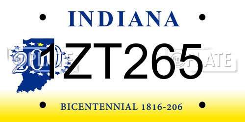 1ZT265 Indiana License Plate