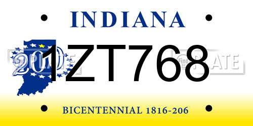 1ZT768 Indiana License Plate