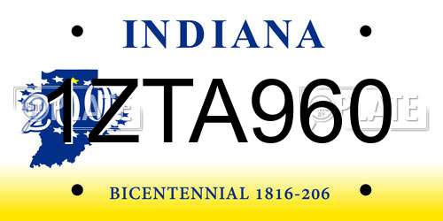 1ZTA960 Indiana License Plate