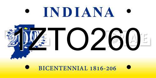 1ZTO260 Indiana License Plate