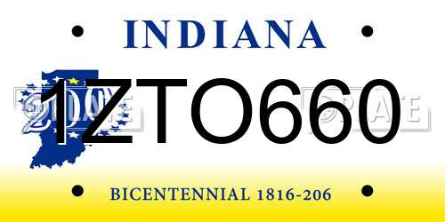 1ZTO660 Indiana License Plate