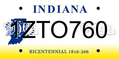 1ZTO760 Indiana License Plate
