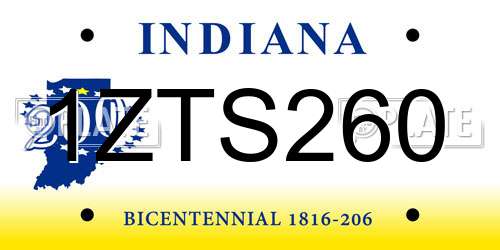 1ZTS260 Indiana License Plate