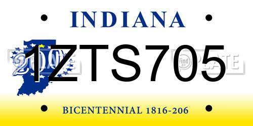 1ZTS705 Indiana License Plate