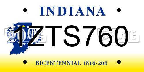 1ZTS760 Indiana License Plate