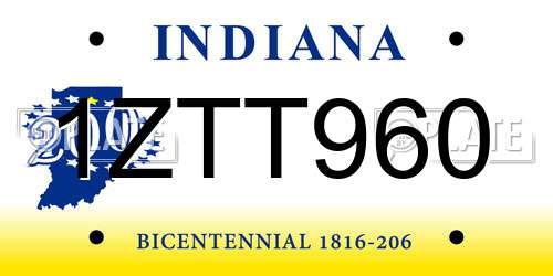 1ZTT960 Indiana License Plate