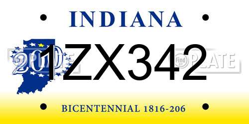 1ZX342 Indiana License Plate
