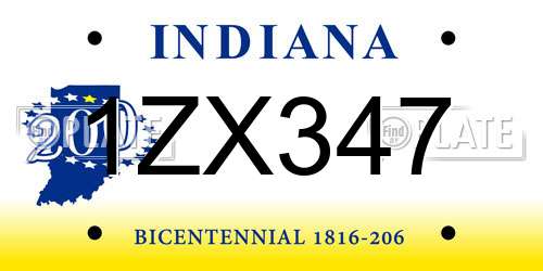 1ZX347 Indiana License Plate