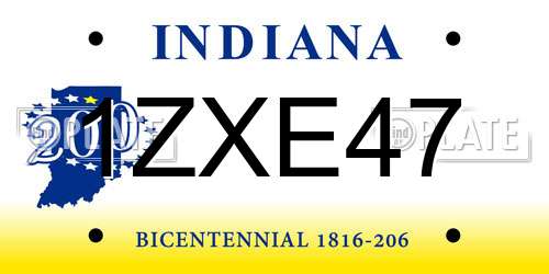 1ZXE47 Indiana License Plate