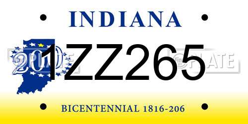 1ZZ265 Indiana License Plate