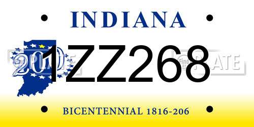 1ZZ268 Indiana License Plate